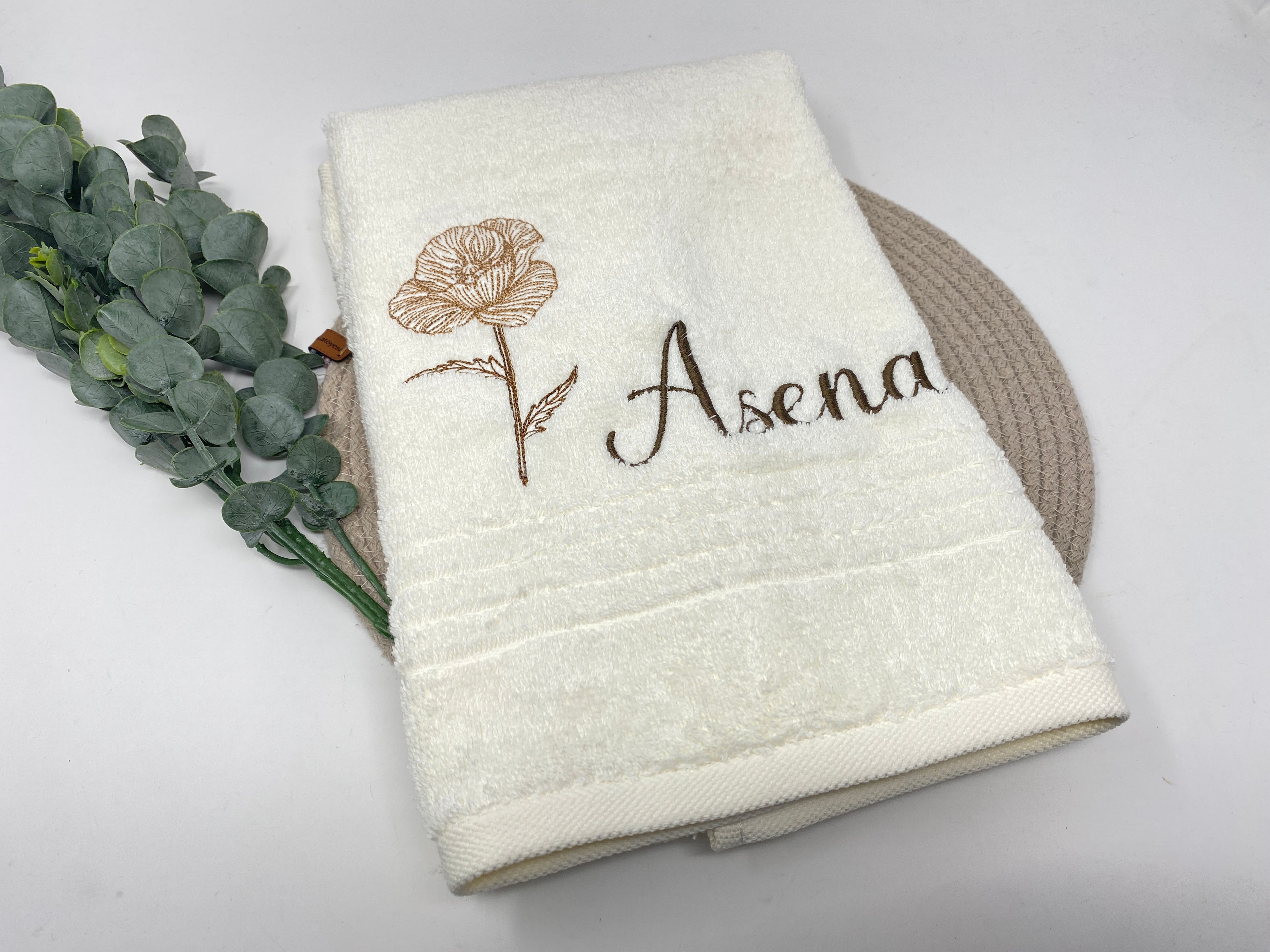Blumen Handtuch Duschtuch bestickt & personalisierbar Super Qualität
