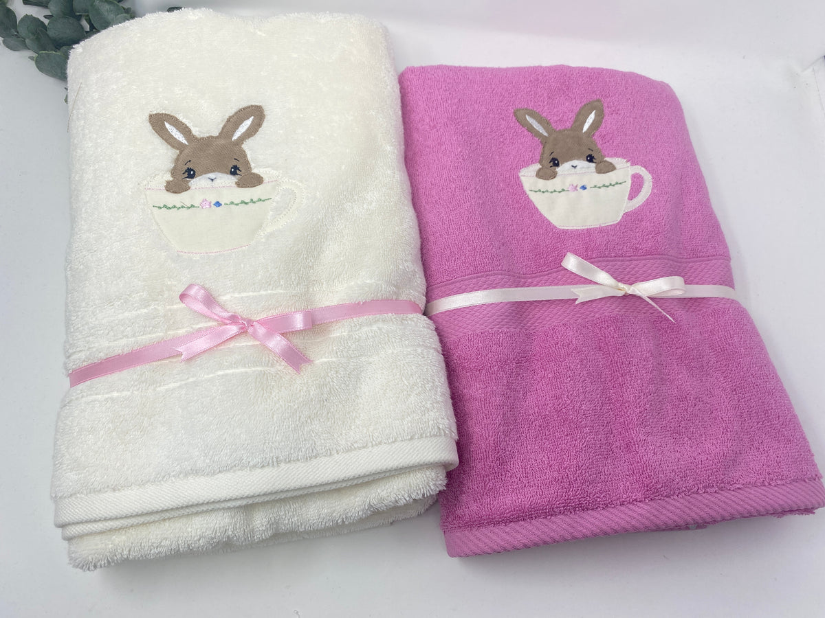 Handtuch „Hase“ 🐇 – 470‑500 g/m², personalisiert mit Name