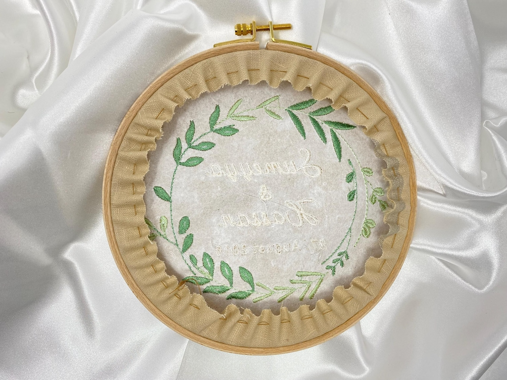 Personalisierter Hochzeits-Stickrahmen mit Namen & Datum – Handgemachtes Geschenk zur Hochzeit