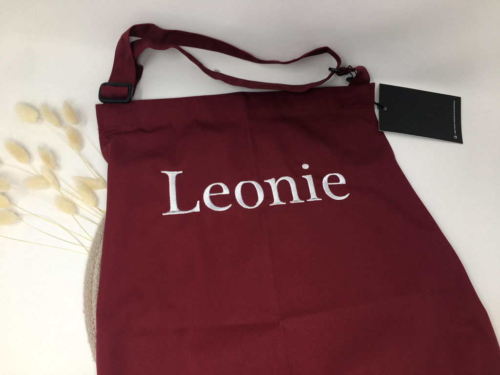 Personalisierte Schürze Taschen bestickt Küchenschürze mit Namen Stickerei