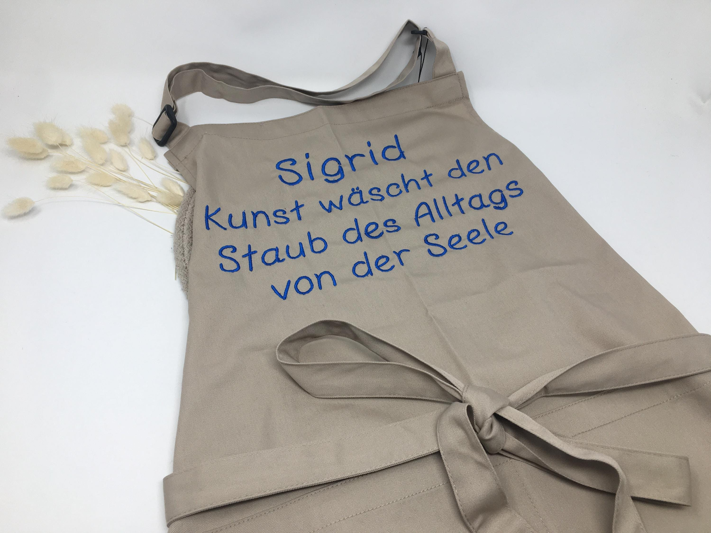 Personalisierte Schürze Taschen bestickt Küchenschürze mit Namen Stickerei