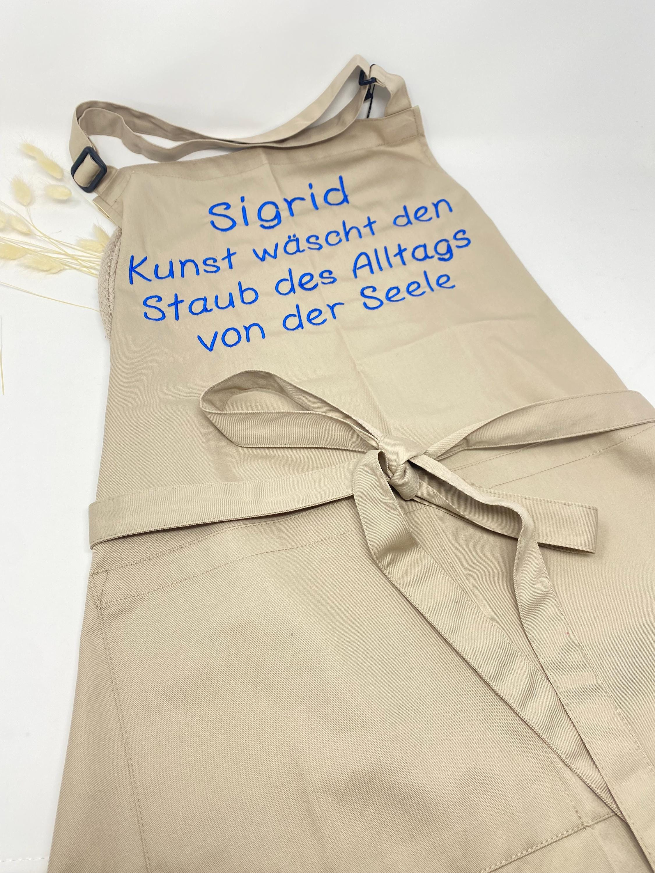 Personalisierte Schürze Taschen bestickt Küchenschürze mit Namen Stickerei