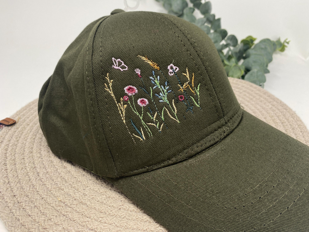 Blumenwiese Snapback Cap Stickerei Motiv Basecap Kappe Unisex Kappe personalisiert individuell bestickt Mütze Beanie Hut Hat Blumen ABI