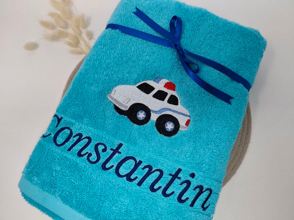 Fahrzeug 03 Polizei Handtuch Duschtuch Stickerei & Personalisierung Super Qualität