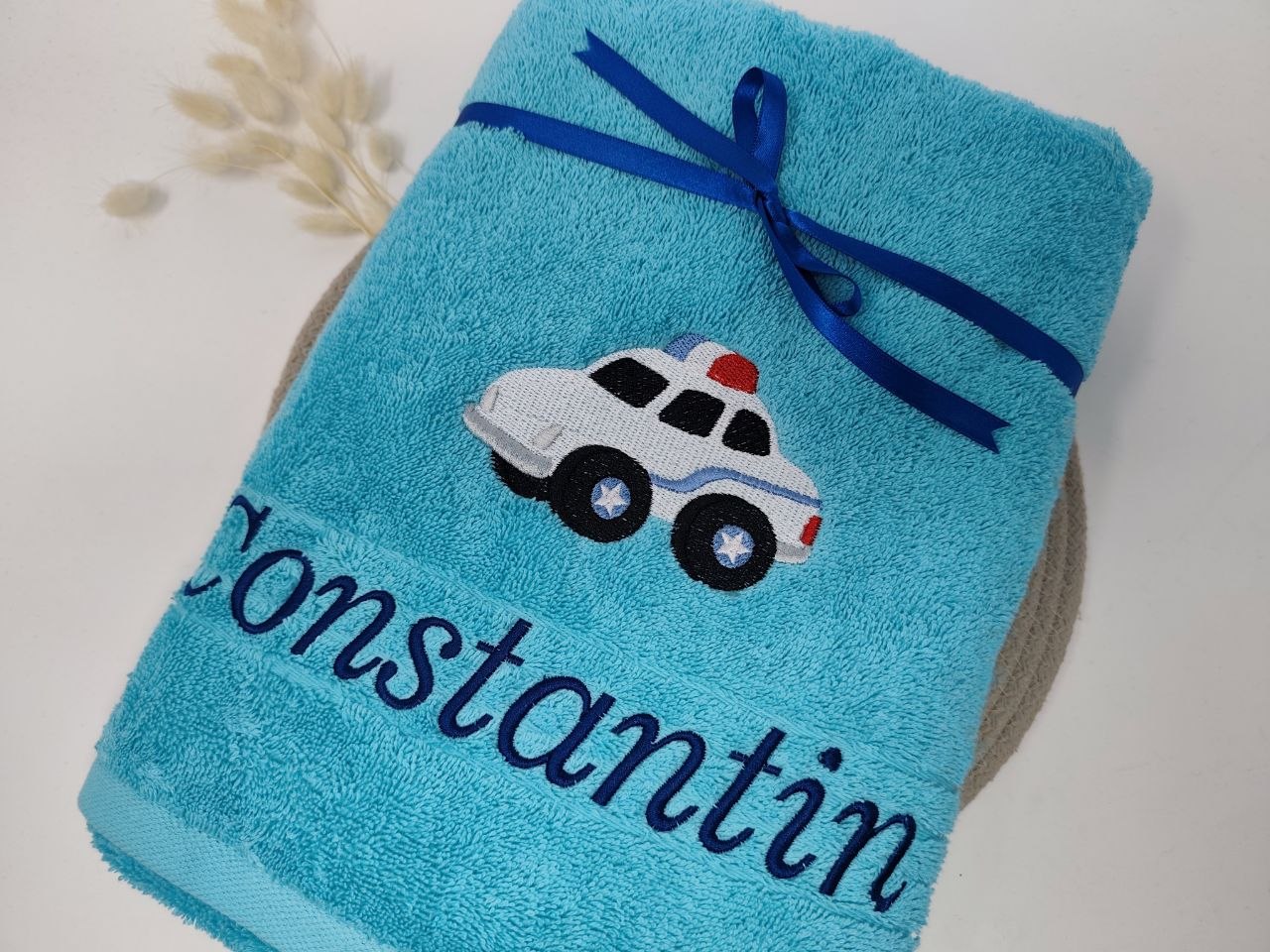 Fahrzeug 03 Polizei Handtuch Duschtuch Stickerei & Personalisierung Super Qualität