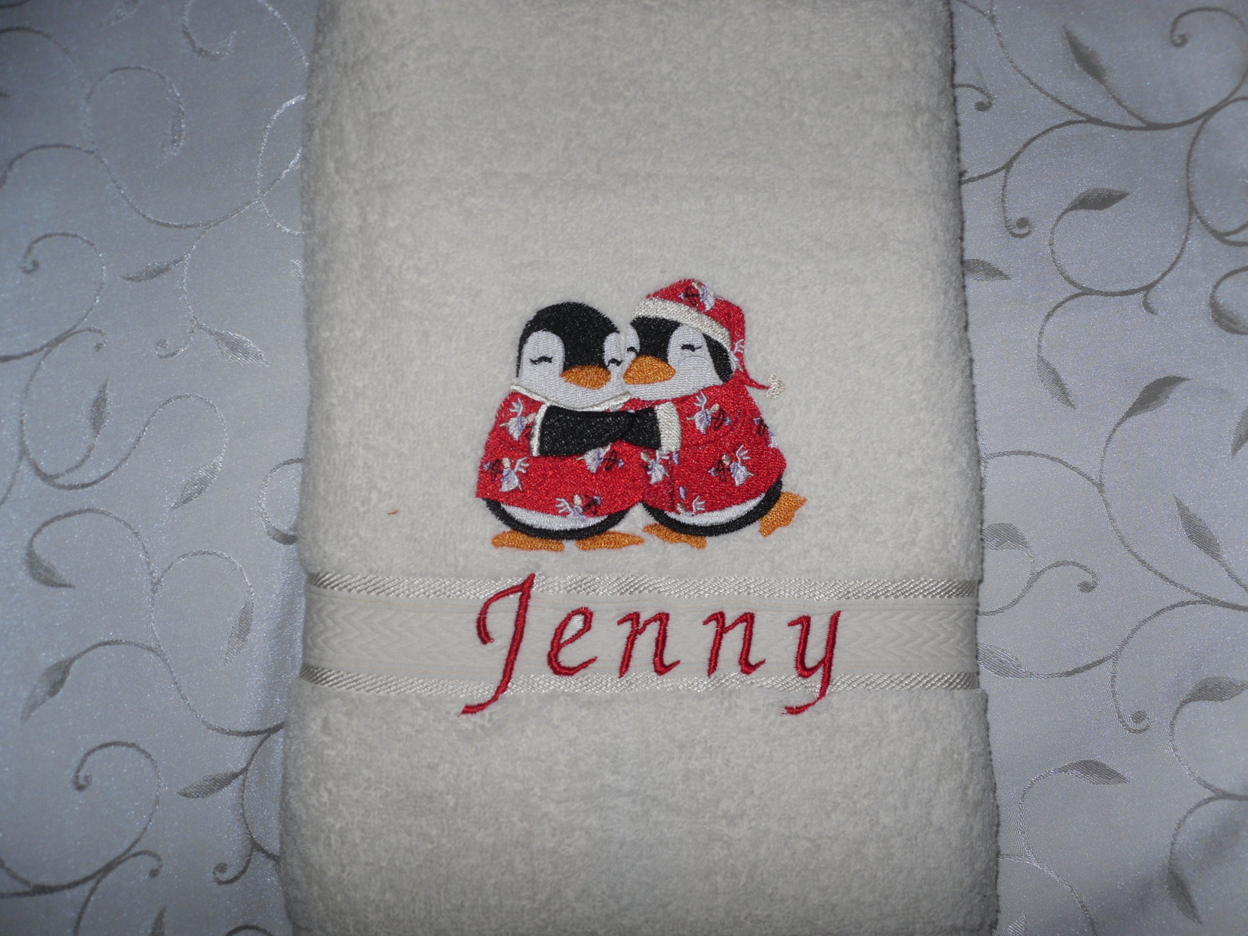 Paare 02 Pinguine Pinguin Handtuch Duschtuch bestickt & personalisierbar Super Qualität