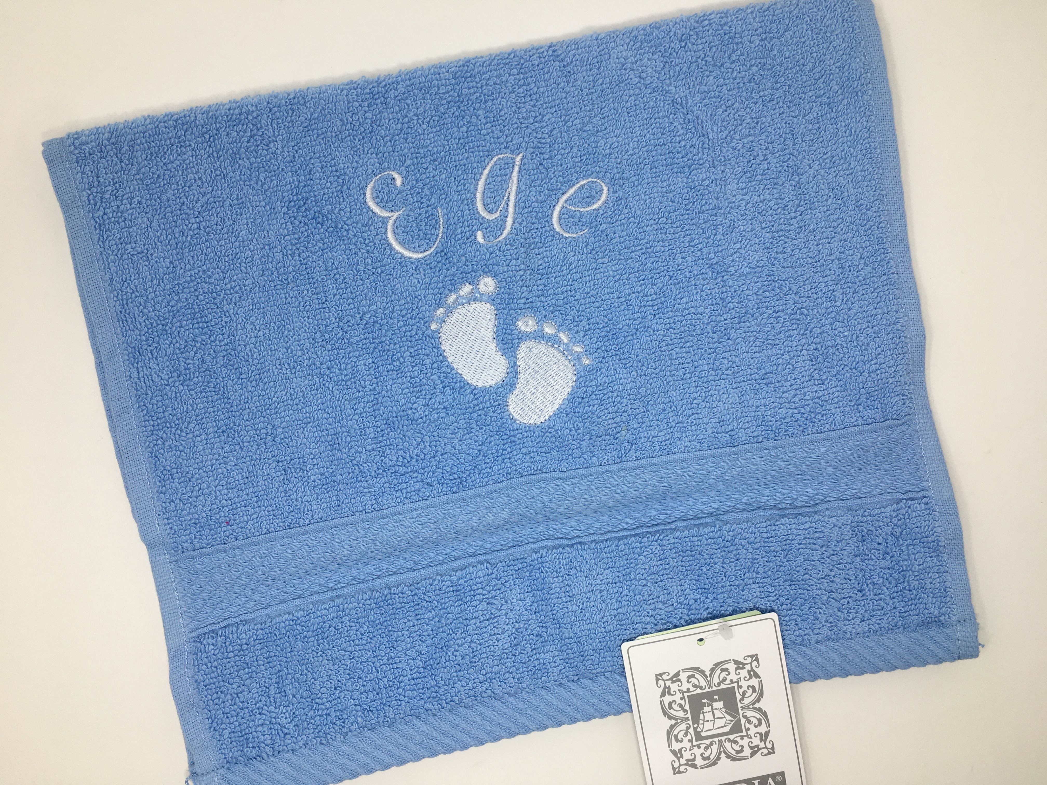 Baby Füsschen Taufe Geburt Handtuch Duschtuch Stickerei & Personalisierung Super Qualität