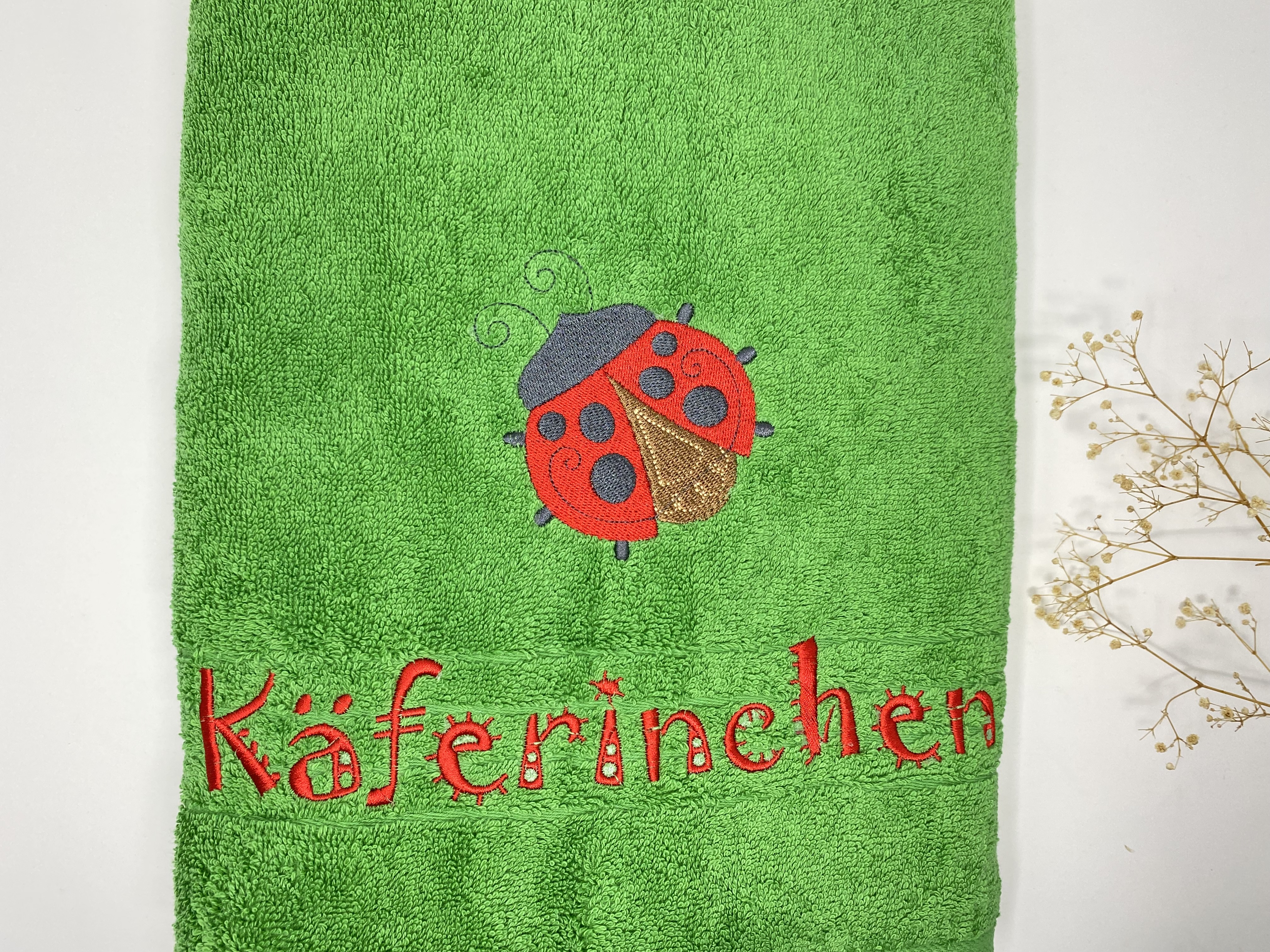 Marienkäfer Handtuch Duschtuch bestickt & personalisierbar Super Qualität