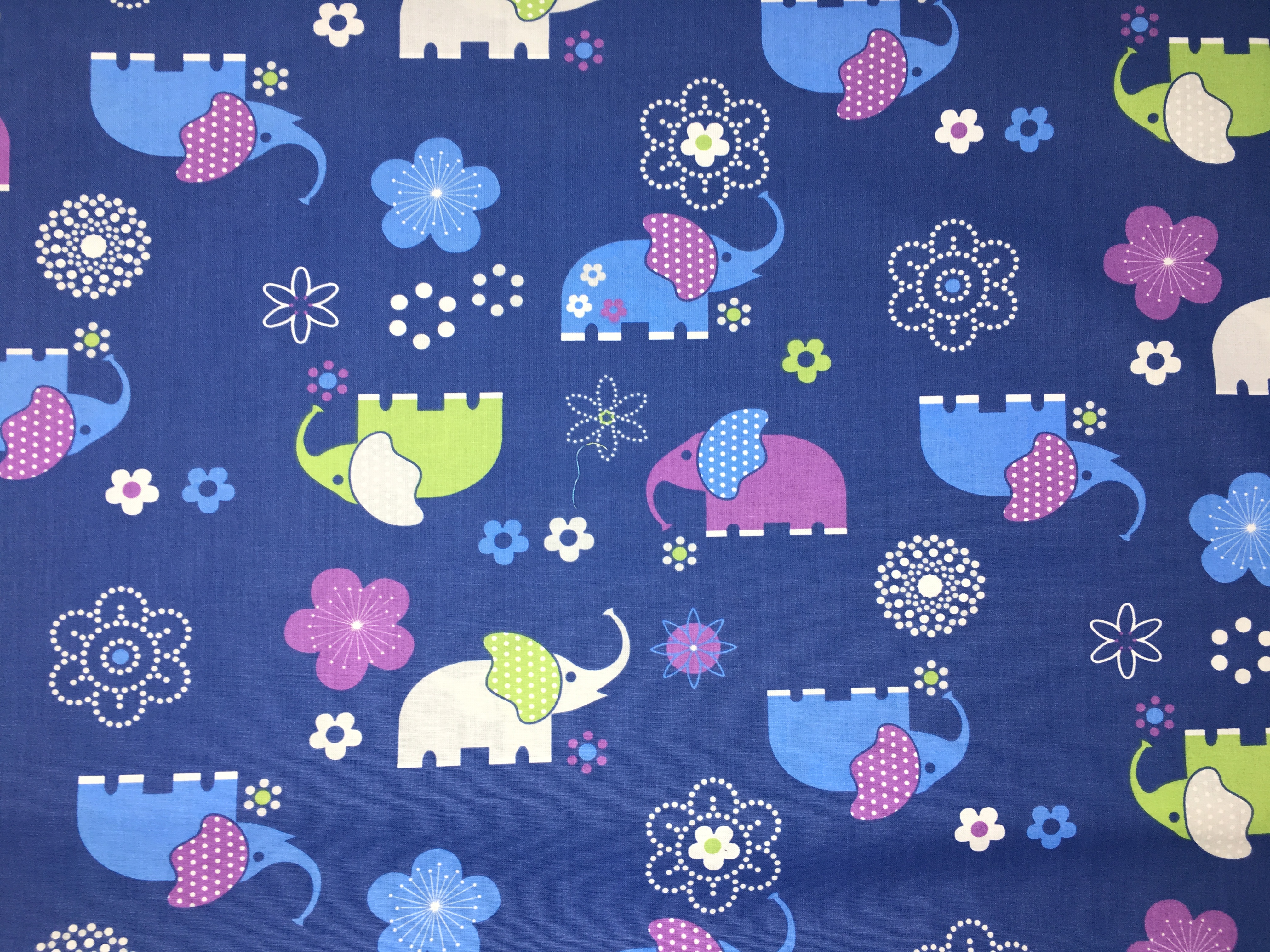 Elefanten blau Stoff Dekostoff Deko Kinderstoff Kinder Stoffe 100% Baumwolle Baumwollstoff