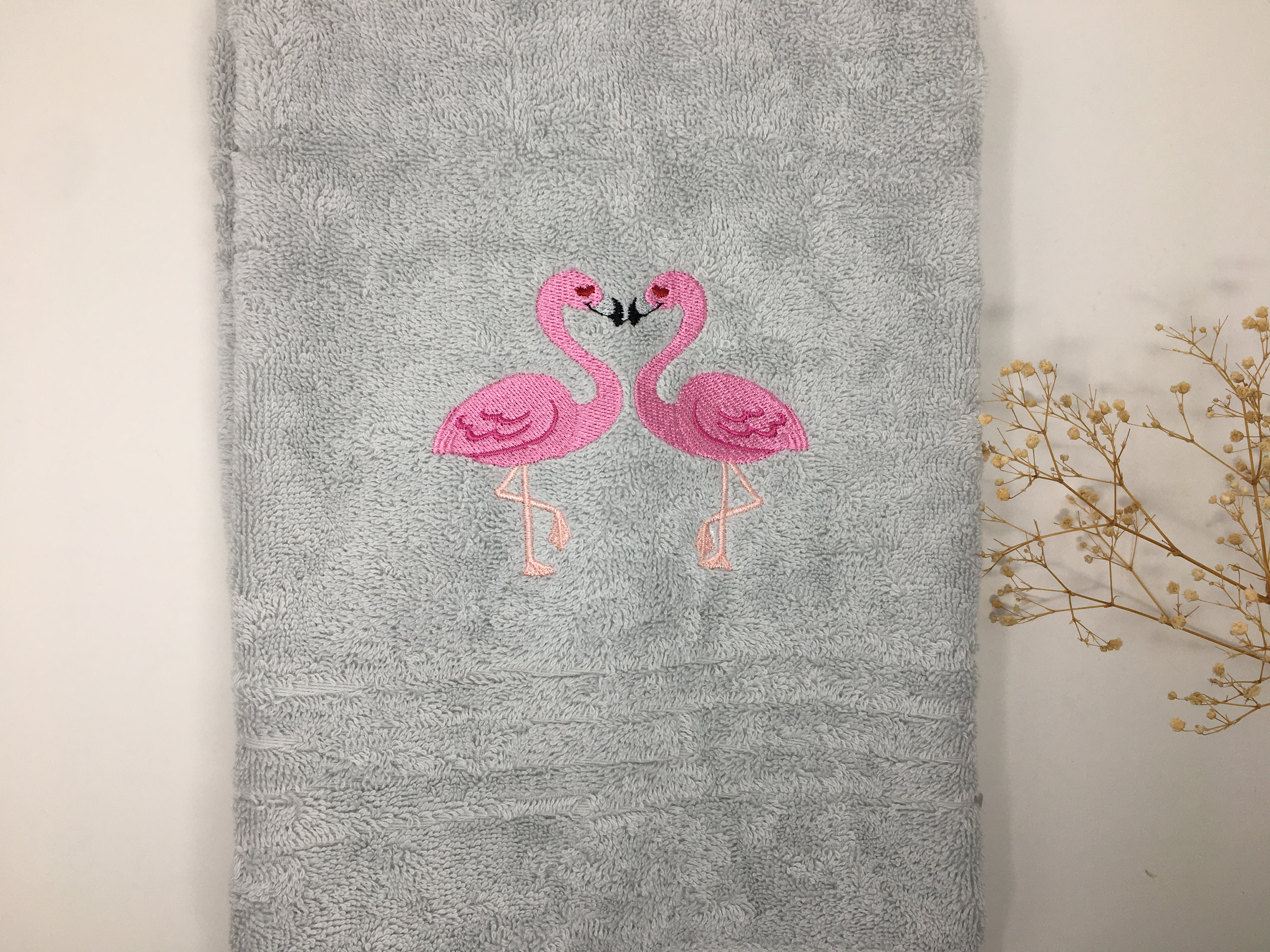 Paare 04 Flamingos Handtuch Duschtuch bestickt & personalisierbar Super Qualität