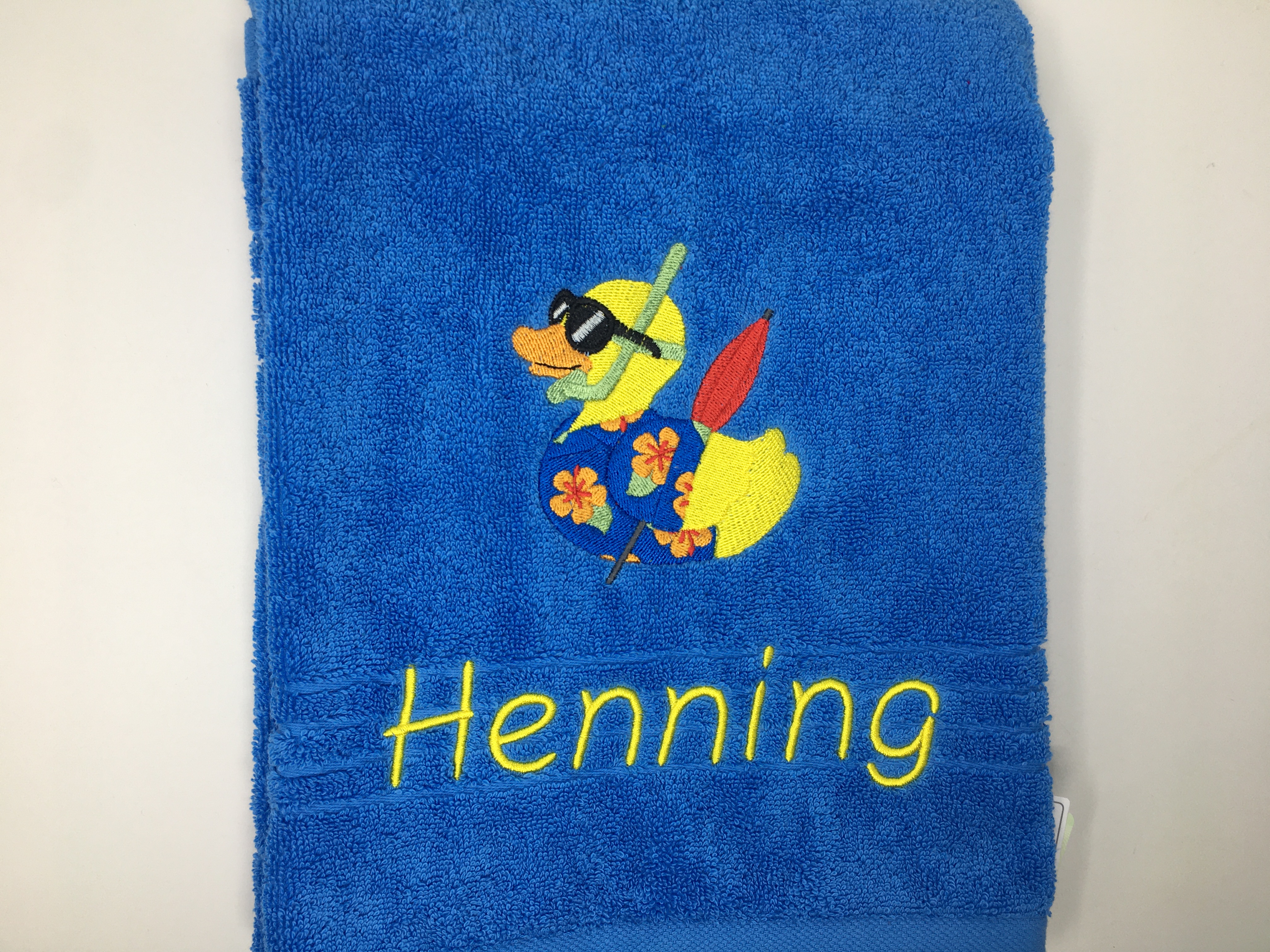 Ente 01 Badeente Handtuch Duschtuch bestickt & personalisierbar Super Qualität