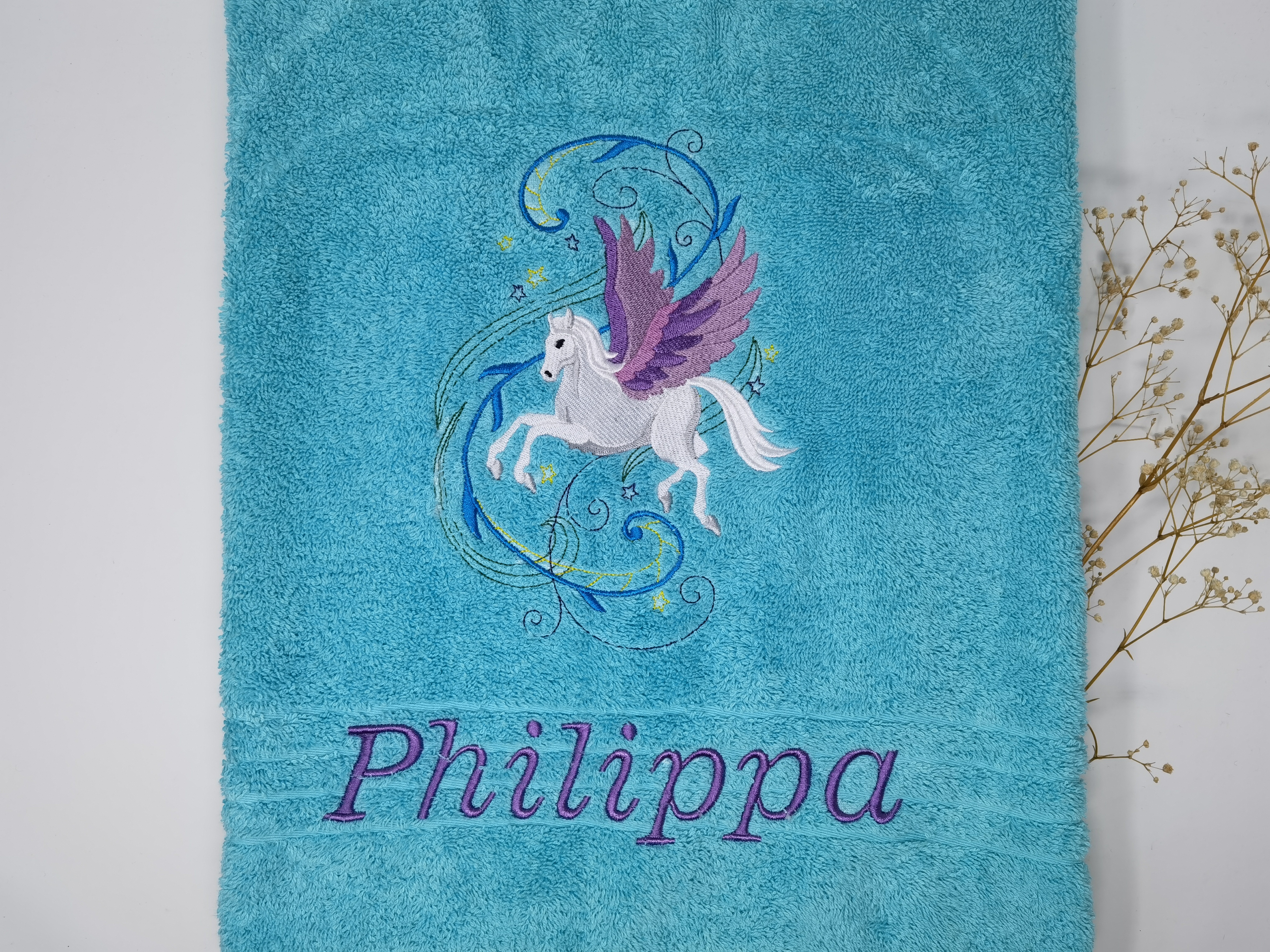 Einhorn 05 Pegasus Handtuch Duschtuch Stickerei & Personalisierung Super Qualität