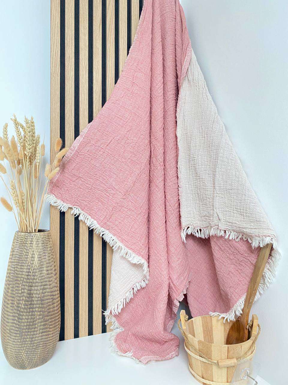 Double Gauze Muselin Pestemal Sauna Hamam Türkisches Peshtamal 2 Farben Wendeseitig 100 % Baumwolle 
