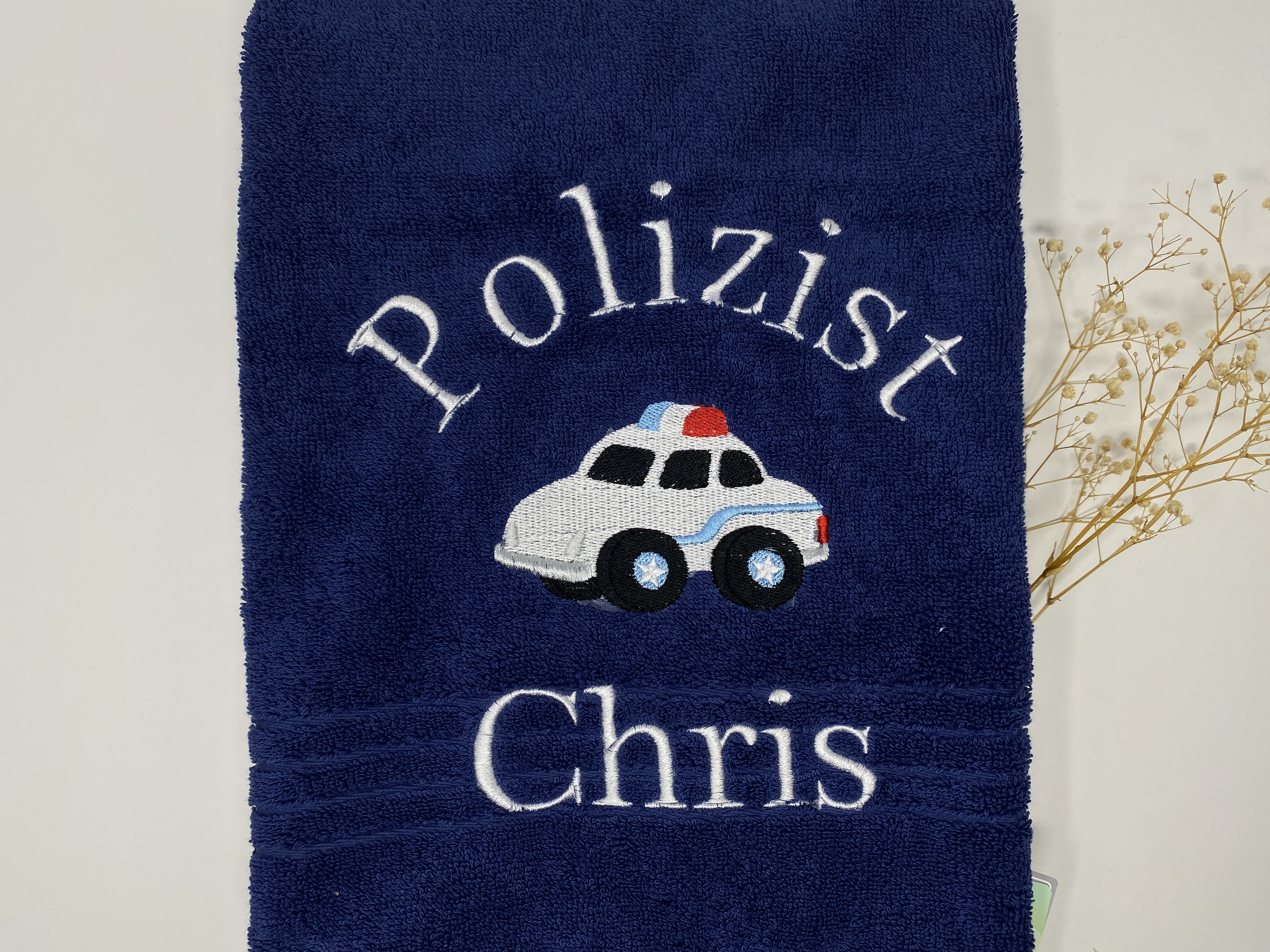 Fahrzeug 03 Polizei Handtuch Duschtuch Stickerei & Personalisierung Super Qualität 