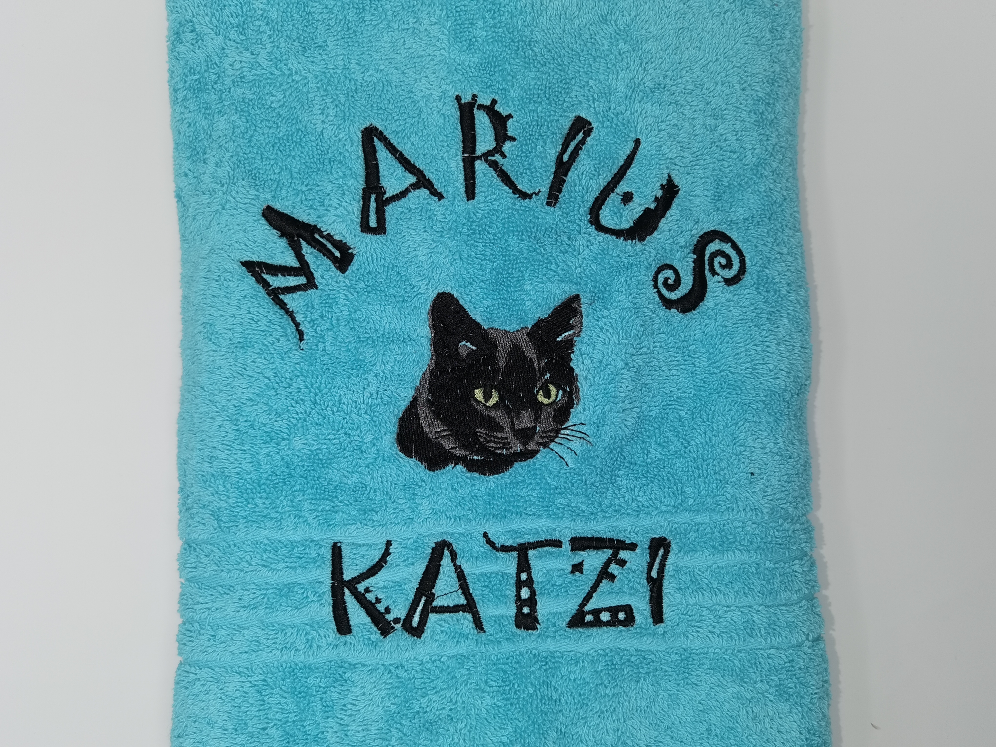 Katzen Handtuch Duschtuch bestickt & personalisierbar Super Qualität