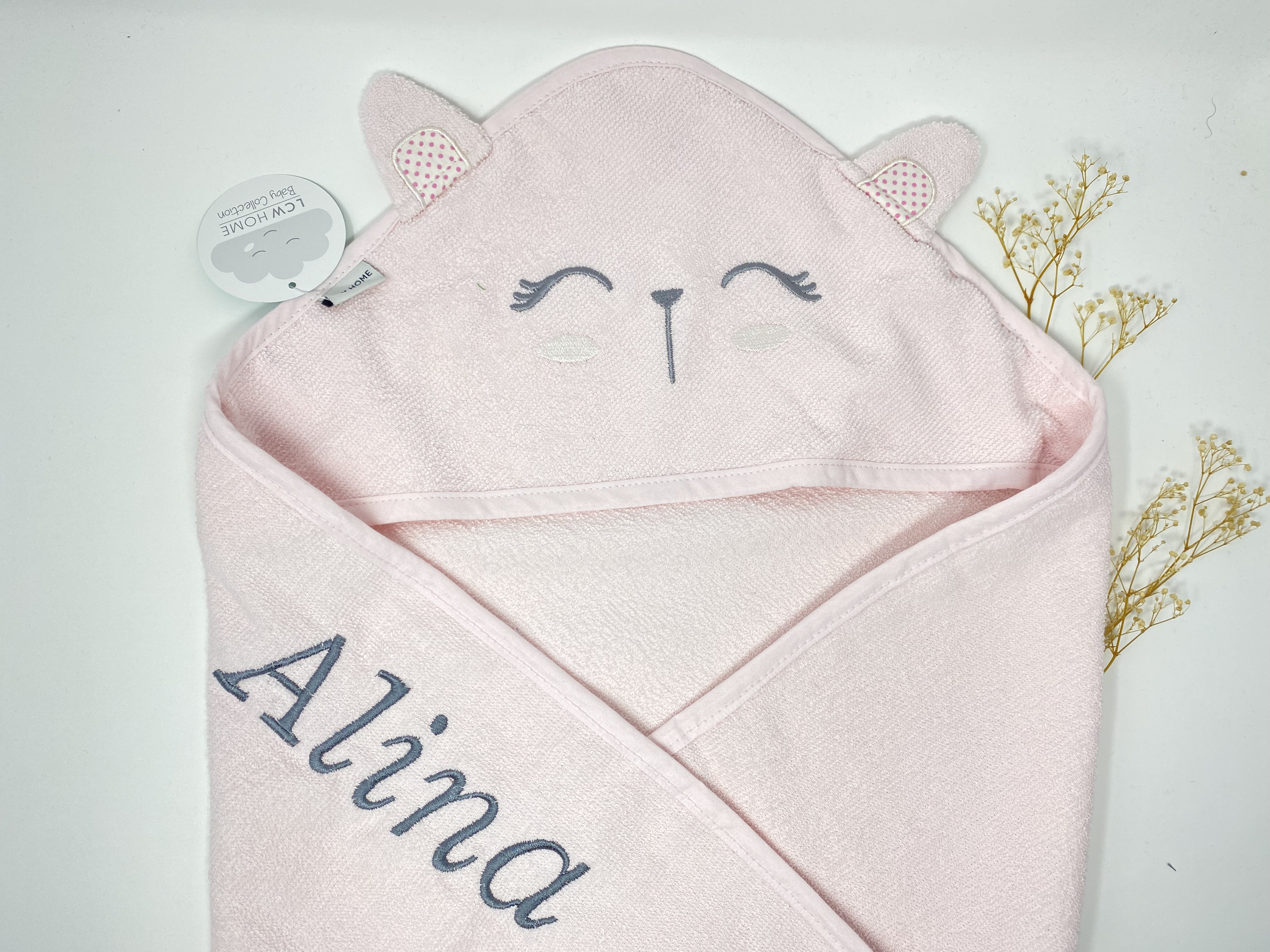 Baumwolle Baby Kapuzentuch Hasenohren Hasenöhrchen Stickerei Personalisiert