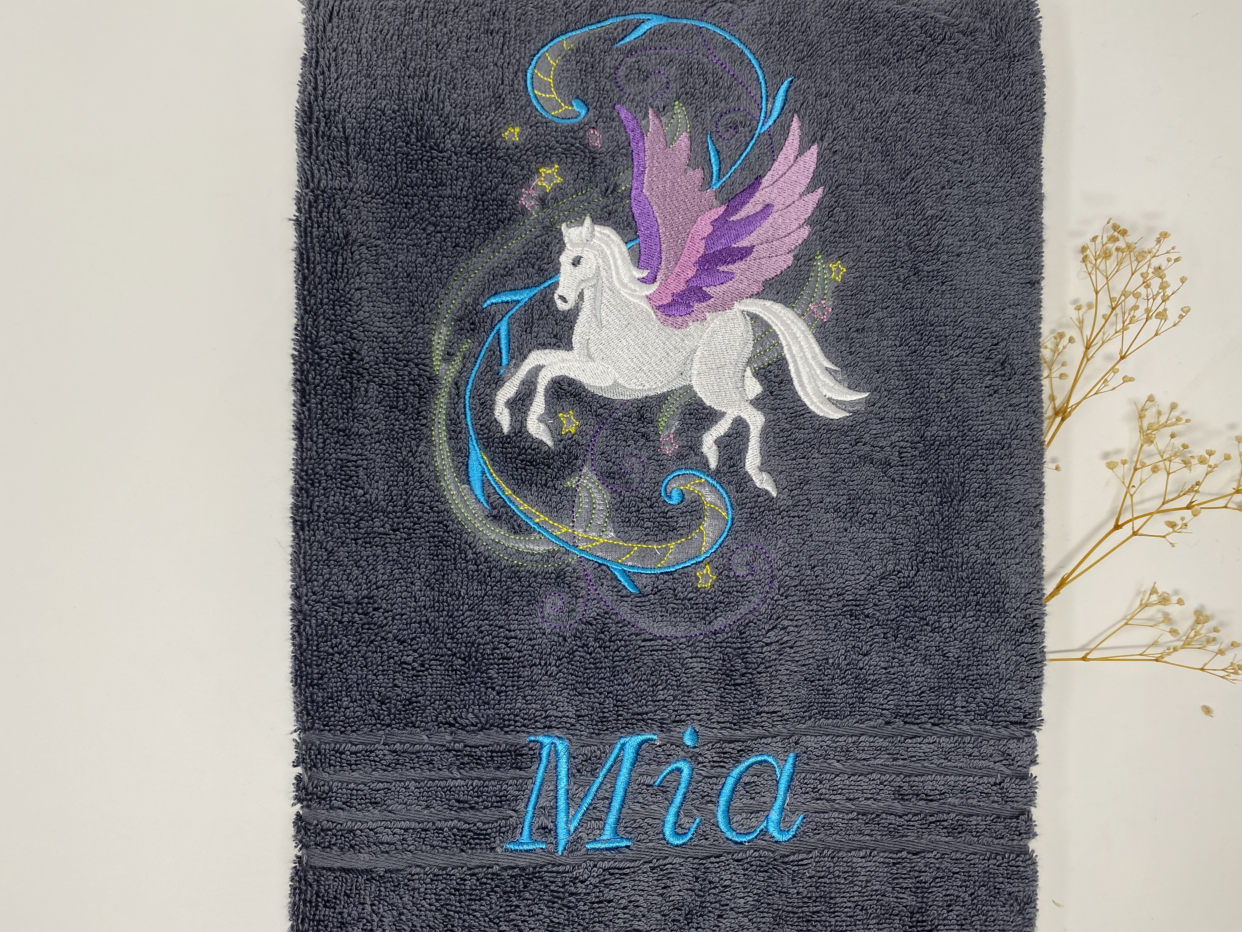 Einhorn 05 Pegasus Handtuch Duschtuch Stickerei & Personalisierung Super Qualität
